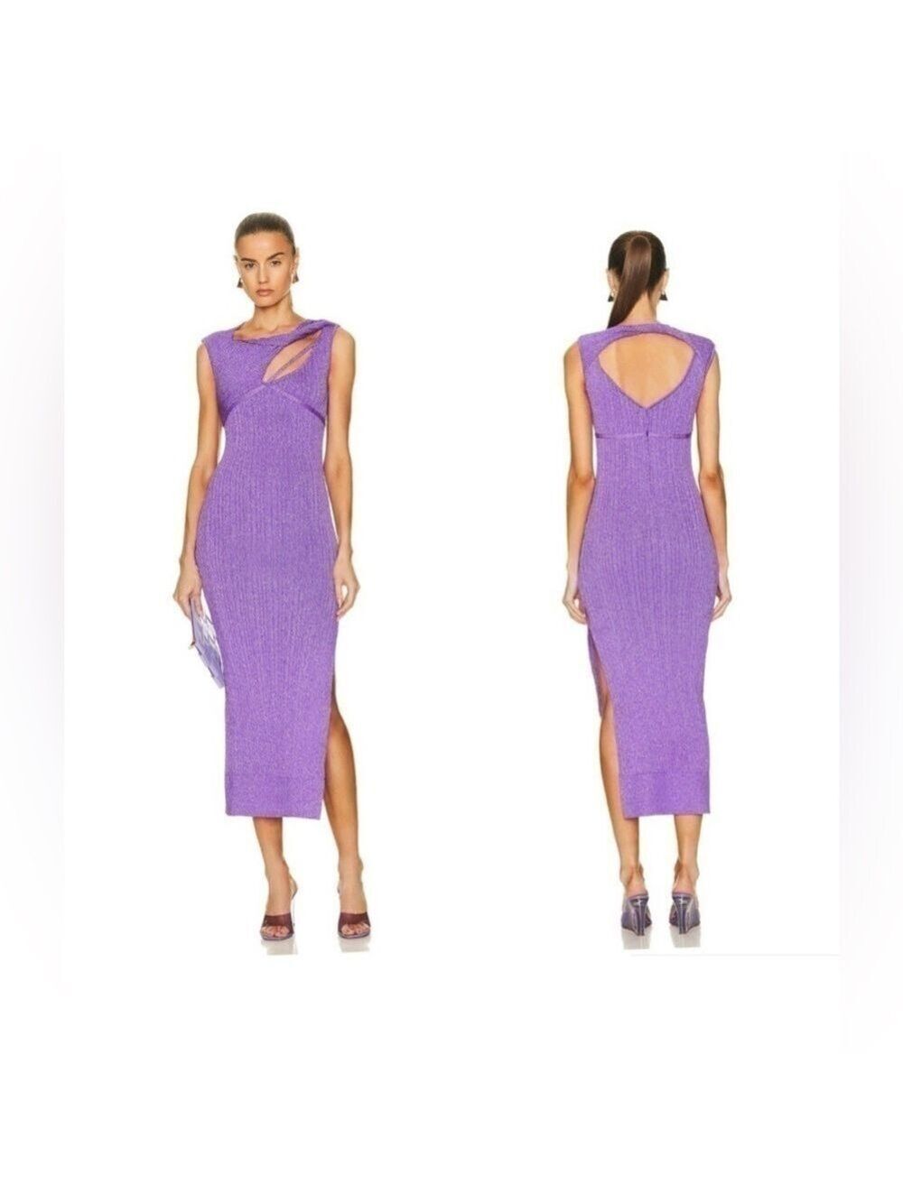 263. AKNVAS Sevrine Metallic Midi Dress in Purple Size M